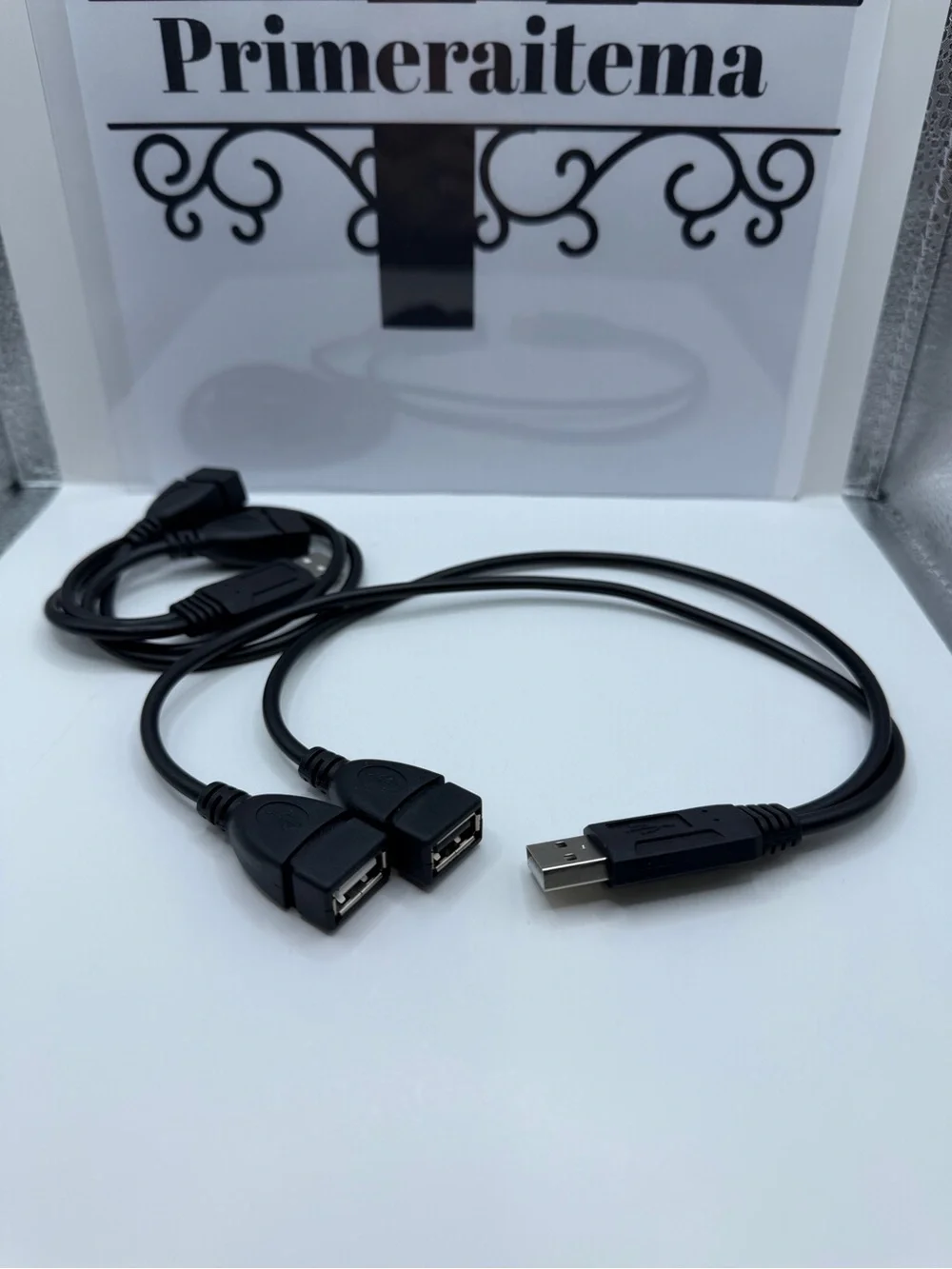USB A Male to Dual USB A Female Y Splitter Cable - Black